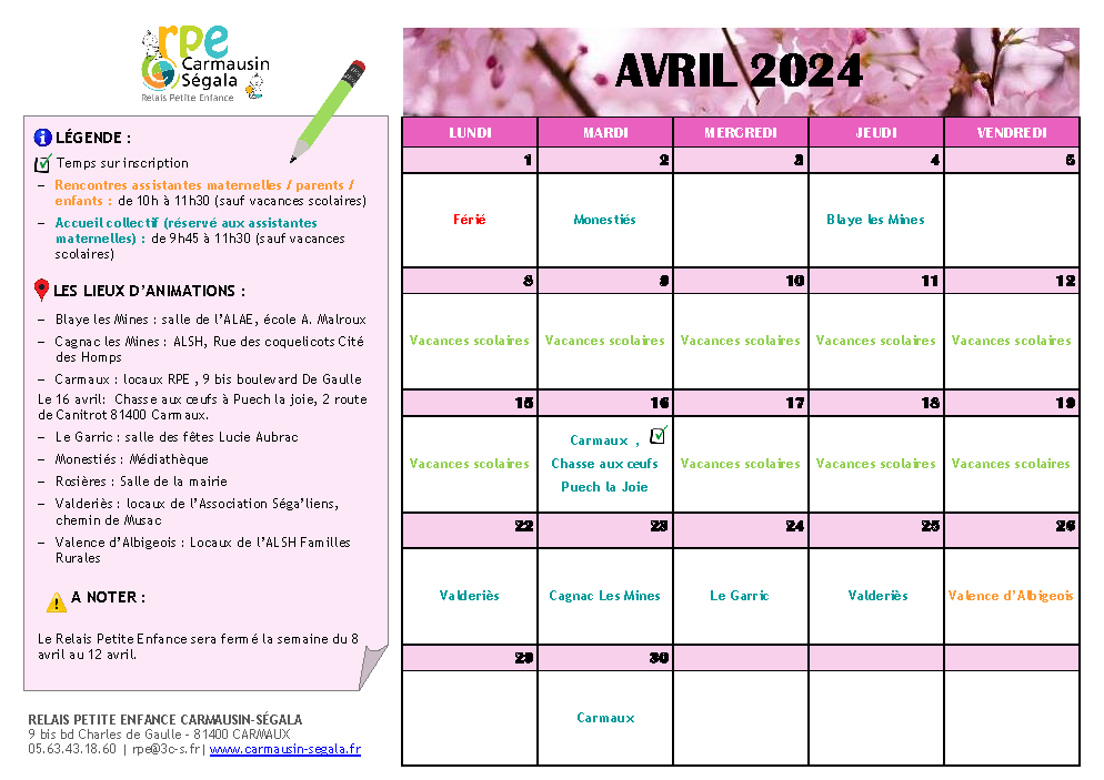 Programme du RPE - avril 2024