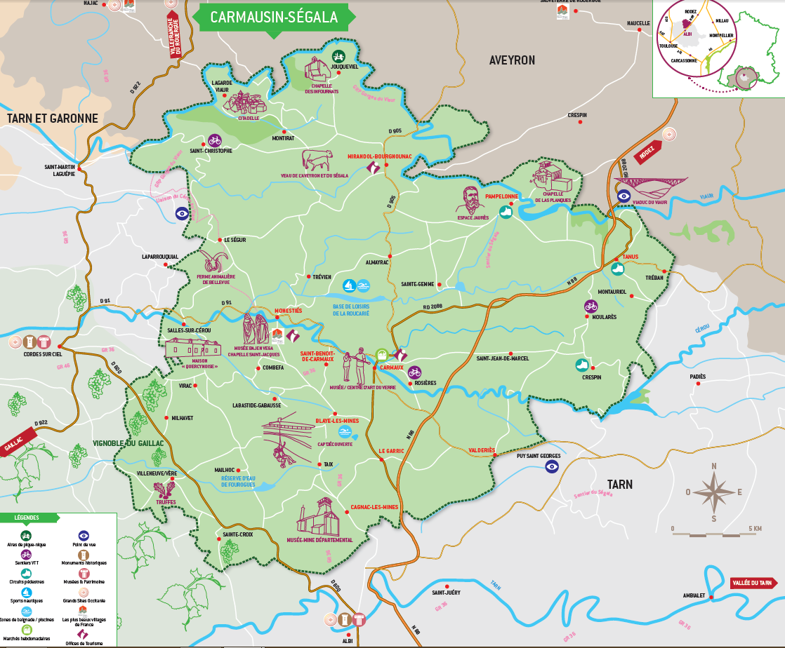 Carte touristique du Ségala tarnais