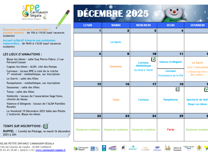 Programme du RPE - Décembre 2025