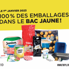 Tous les emballages et papiers se trient dans le bac jaune !